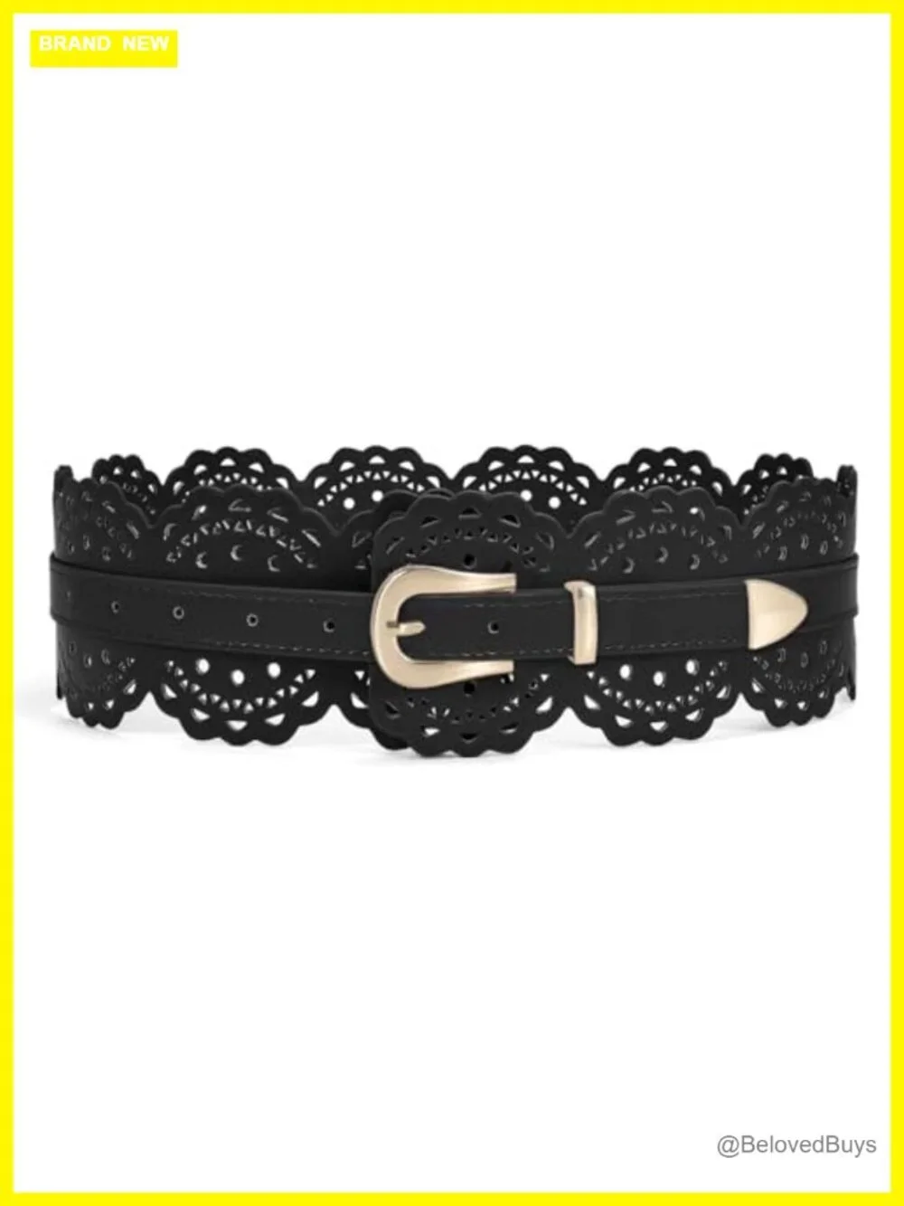 Wide Faux Leather Waist Belt for Dresses Vintage Chunky Belt with Prong Buckle